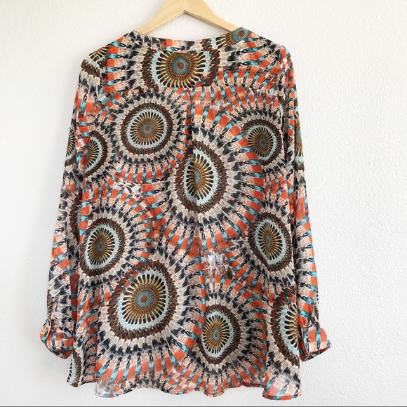 Dani Collection Colorful Patterned Top Sz Large - Picture 6 of 8